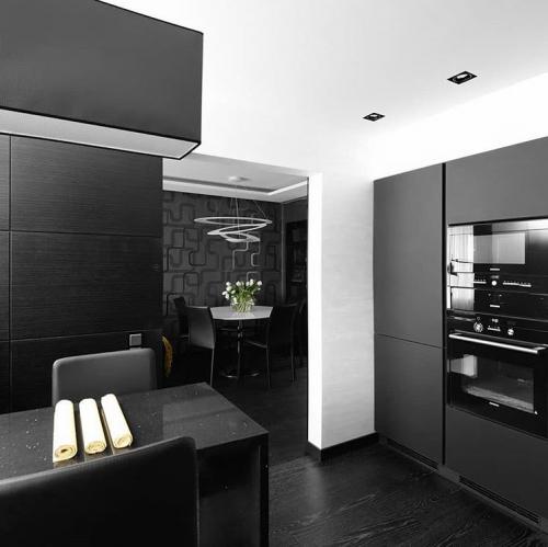 Стильная кухня в черном цвете 05