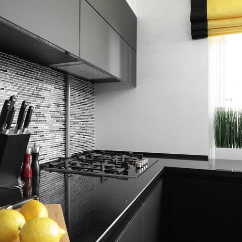 Стильная кухня в черном цвете 02