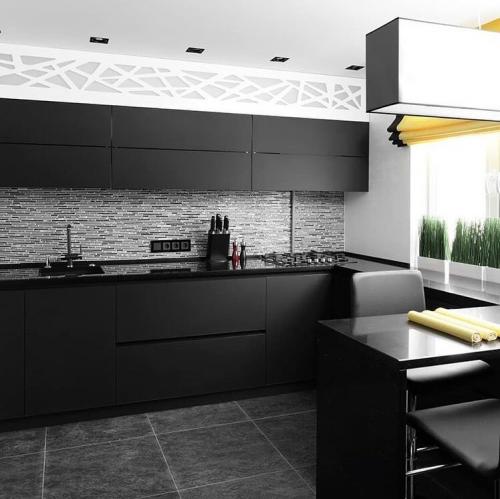 Стильная кухня в черном цвете 01