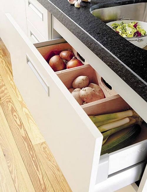 Контейнеры для хранения овощей на кухне. Кухонные ящики под фрукты и овощи
