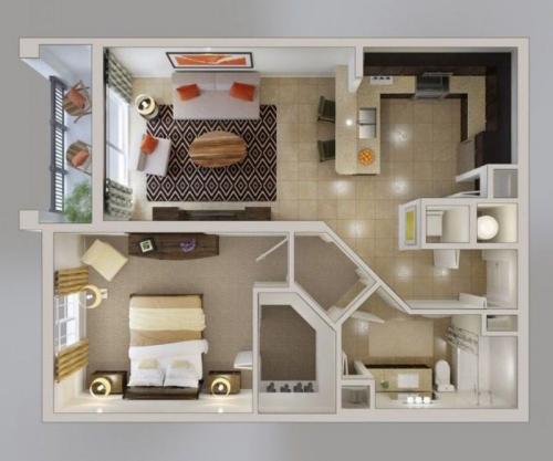 Интерьер зонирование однокомнатной квартиры. Варианты планировки однокомнатной квартиры для семьи из трех человек