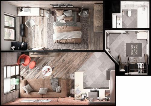 Интерьер зонирование однокомнатной квартиры. Варианты планировки однокомнатной квартиры для семьи из трех человек