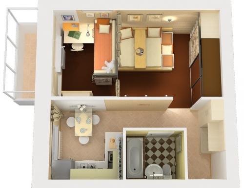 Интерьер зонирование однокомнатной квартиры. Варианты планировки однокомнатной квартиры для семьи из трех человек