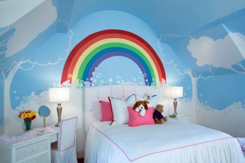 Детская. Обои с облаками для визуального расширения комнаты 01