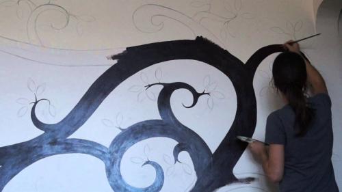 Рисунки своими руками на стенах в комнате. Художественная роспись стен своими руками 14