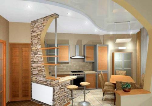 Несколько способов отделить кухню от гостиной перегородкой 10