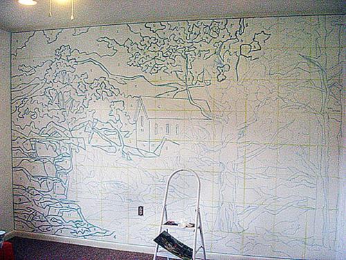 Рисунки на стену в комнату. Художественная настенная роспись «от руки» 18