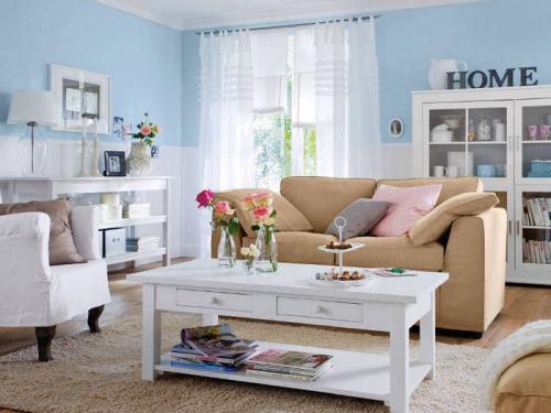 Интерьер в сине бежевых тонах. БЕЖЕВО-ГОЛУБАЯ ГОСТИНАЯ: АЗЫ ДИЗАЙНА И ДЕКОРИРОВАНИЯ