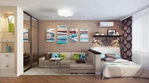 Зонирование комнаты на спальню и гостиную