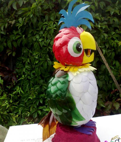 Попугай из пластиковых бутылок своими руками. Попугай из пластиковых ложек и бутылок