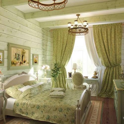 Интерьеры спален в деревянном доме 02