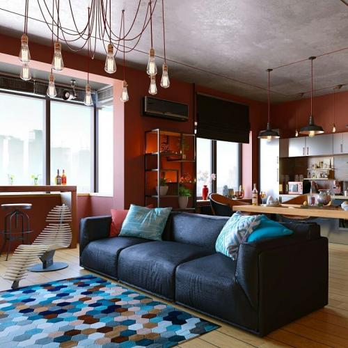 Интерьер в стиле Лофт 01