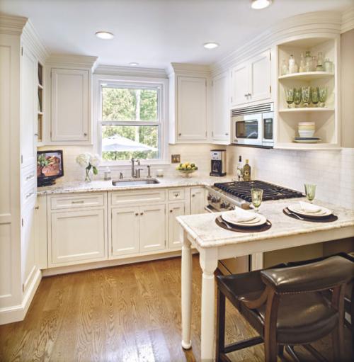 Светлые кухни с барной стойкой 02