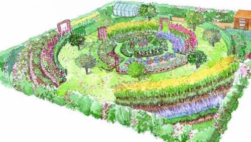 Простой ландшафтный дизайн маленького участка перед домом. Дорожки и декоративные акценты 34