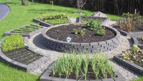 Простой ландшафтный дизайн маленького участка перед домом. Дорожки и декоративные акценты 35