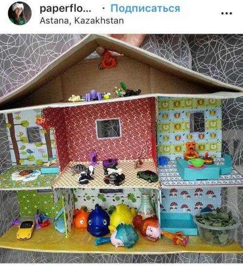 Домик из картона для кукол своими руками