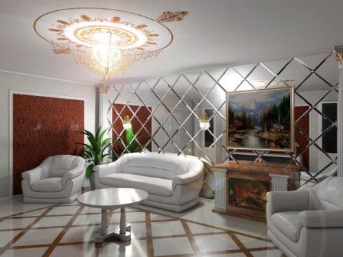 Зеркала в интерьере гостинной 05