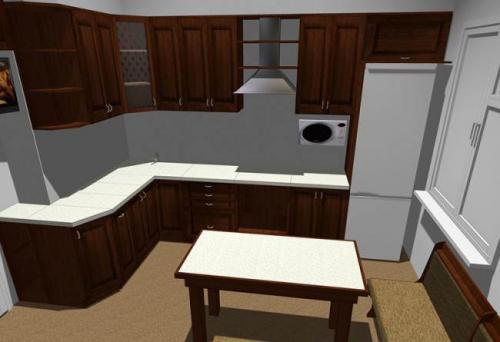 Кухня с балками на потолке и кирпичи. Классическая кухня из массива 10 кв.м. с потолочными балками