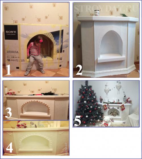 Декоративный камин из пеноплекса. Как сделать декоративный камин из пенопласта своими руками 38