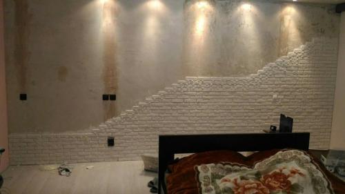 Идеальная стена под кирпич. Как я стену декоративным кирпичом выкладывал