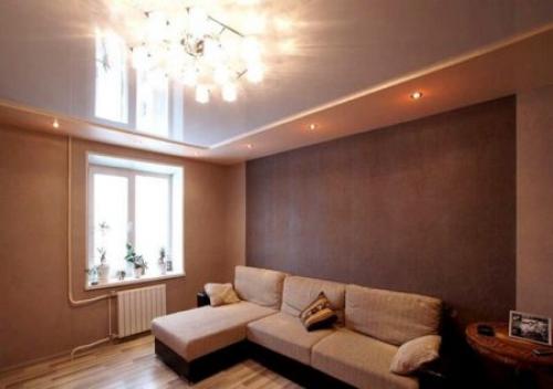 Натяжные потолки в зал 18 кв м. Комбинация с гипсокартоном