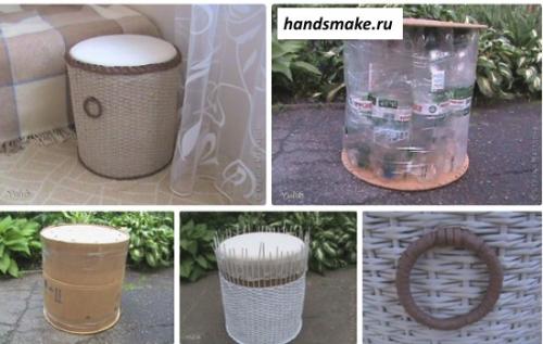 Можно ли использовать бутылку для создания поделки, которая будет использоваться в качестве подарка. Пуфик из пластиковых бутылок своими руками