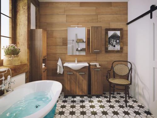 Ванная комната без плитки. Обои и настенные росписи