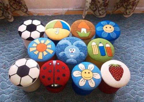 Пуфик из 5 литровых бутылок. Самодельные пуфики для детской комнаты