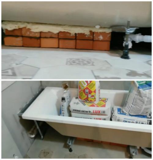 Установка ванны на профиль. Каркас из металлопрофиля