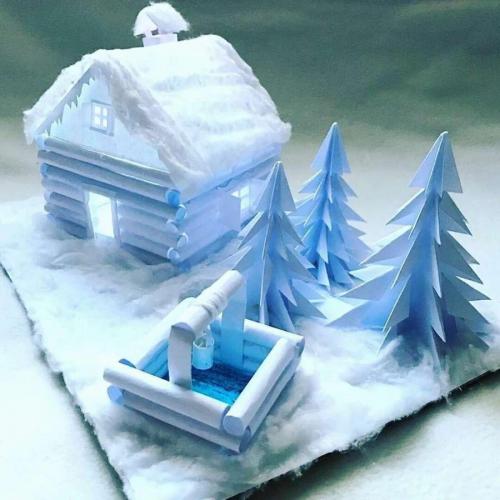 Новогодний домик из пенопласта: легко и быстро своими руками 06 Новогодний домик из пенопласта: легко и быстро своими руками 06