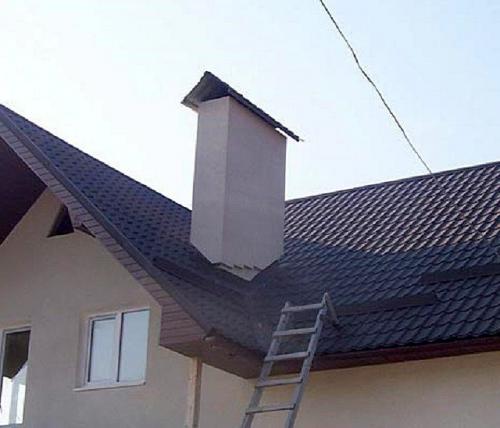 Проход печной трубы через крышу. Область установки дымохода