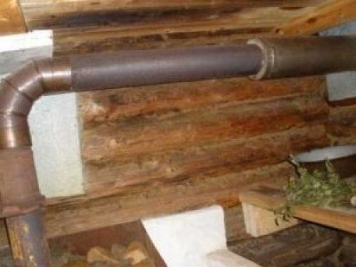 Труба в бане через потолок. О расстояниях до горючих конструкций