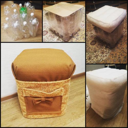 Самодельный мягкий стул из пластиковых бутылок. Процесс изготовления своими руками