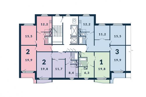 Проект дома серии П-44. Планировка с размерами домов серии П-44