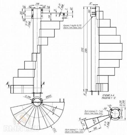 Винтовые лестницы с чертежами: порядок их проектирования и монтажа