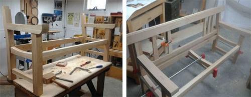 Чертеж скамейки со спинкой из дерева. Скамейка со спинкой на соединениях шип-паз