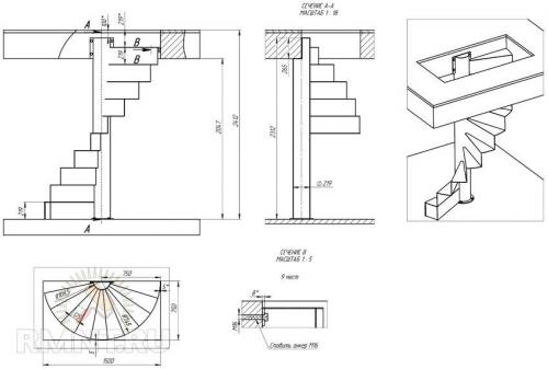 Винтовая лестница из металла на центральном столбе. Все онлайн-курсы в одном месте - Teach&Study! 02