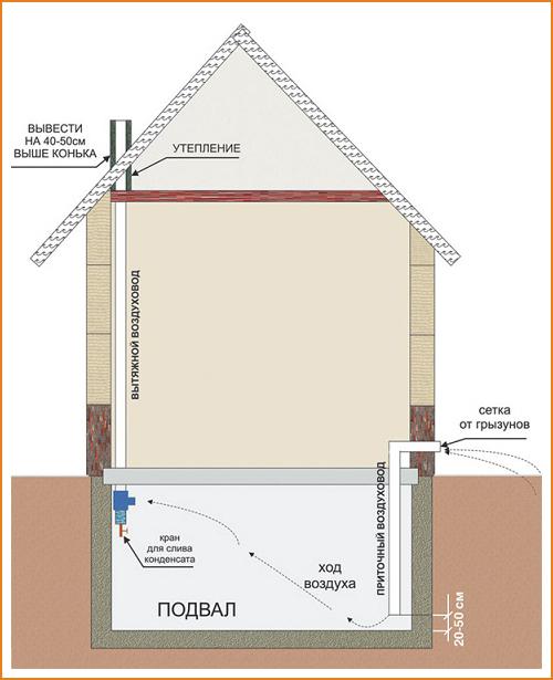 Трубы вентиляции в погребе. Вентиляция в погребе
